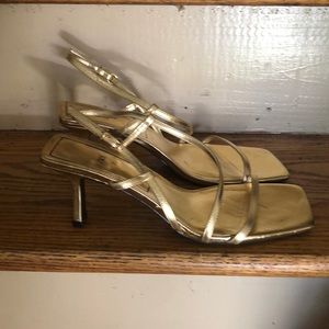 Zara gold leather metallic sandals